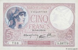 5 Francs FEMME CASQUÉE modifié FRANCE  1939 F.04.04 UNC-