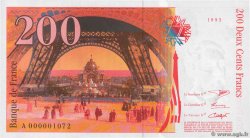 200 Francs EIFFEL Petit numéro FRANCE  1995 F.75.01A UNC