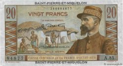 20 Francs Émile Gentil SAINT PIERRE E MIQUELON  1946 P.24 FDC