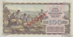 100 Dinara Spécimen YUGOSLAVIA  1953 P.068s SC+