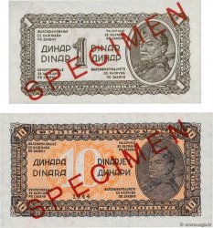 1 Dinar et 10 Dinara Spécimen YUGOSLAVIA  1944 P.048s et P.049s FDC