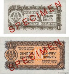 1 Dinar et 10 Dinara Spécimen YUGOSLAVIA  1944 P.048s et P.049s FDC