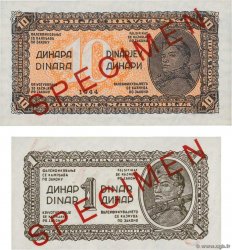 1 Dinar et 10 Dinara Spécimen YUGOSLAVIA  1944 P.049s  UNC