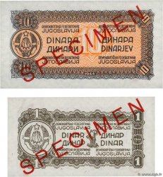 1 Dinar et 10 Dinara Spécimen YOUGOSLAVIE  1944 P.049s  NEUF