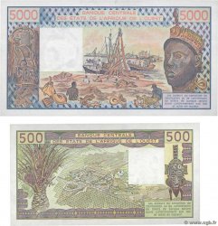 500 et 5000 Francs Lot ESTADOS DEL OESTE AFRICANO  1982 P.806Tk et P.808Tf SC