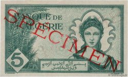 5 Francs Spécimen ALGÉRIE  1942 P.091s SUP+