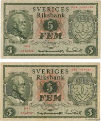 5 Kronor Consécutifs SUÈDE  1948 P.41a fVZ