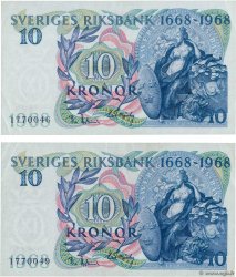 10 Kronor Lot SWEDEN  1968 P.56a XF+