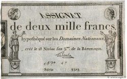 2000 Francs FRANKREICH  1795 Ass.51a fVZ