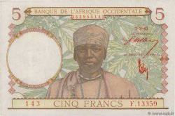 5 Francs FRENCH WEST AFRICA  1943 P.26 q.AU