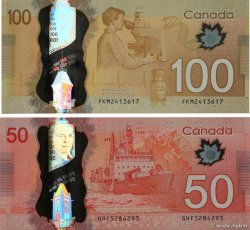 50 et 100 Dollars Lot CANADA  2011 P.109b et P.110a NEUF