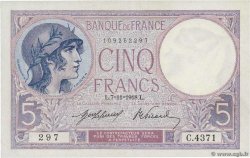 5 Francs FEMME CASQUÉE FRANKREICH  1918 F.03.02 fST