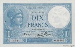 10 Francs MINERVE modifié FRANCIA  1940 F.07.18 SPL+