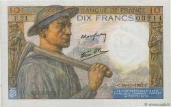 10 Francs MINEUR FRANKREICH  1942 F.08.06 VZ