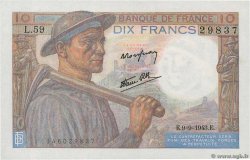 10 Francs MINEUR FRANKREICH  1943 F.08.09