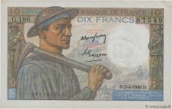 10 Francs MINEUR FRANKREICH  1949 F.08.21 VZ+