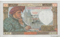 50 Francs JACQUES CŒUR FRANCE  1942 F.19.18 UNC-