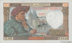 50 Francs JACQUES CŒUR FRANKREICH  1942 F.19.18 VZ