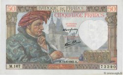 50 Francs JACQUES CŒUR FRANCIA  1942 F.19.20 SC+