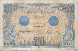 20 Francs BLEU FRANCIA  1912 F.10.02 MB