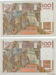 100 Francs JEUNE PAYSAN filigrane inversé Consécutifs FRANCE  1952 F.28bis.02 SUP