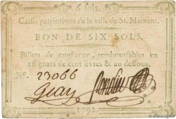 6 Sols FRANCE Regionalismus und verschiedenen Saint-Maixent 1792 Kc.79.068 SS