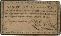 20 Sous FRANCE regionalism and miscellaneous Parthenay 1792 Kc.79.050 F