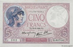 5 Francs FEMME CASQUÉE modifié FRANKREICH  1939 F.04.05 fST+