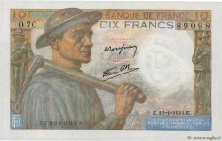 10 Francs MINEUR Numéro radar FRANKREICH  1944 F.08.10