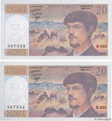 20 Francs DEBUSSY Consécutifs FRANCE  1987 F.66.08 UNC-