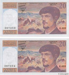 20 Francs DEBUSSY Consécutifs FRANKREICH  1987 F.66.08