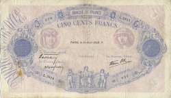 500 Francs BLEU ET ROSE modifié FRANCE  1938 F.31.08 TB