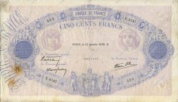 500 Francs BLEU ET ROSE modifié FRANKREICH  1939 F.31.22 fSS