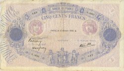 500 Francs BLEU ET ROSE modifié FRANCIA  1939 F.31.43 BB