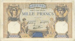 1000 Francs CÉRÈS ET MERCURE type modifié FRANKREICH  1938 F.38.26 fSS