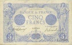 5 Francs BLEU FRANKREICH  1916 F.02.39 fVZ