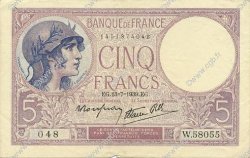 5 Francs FEMME CASQUÉE modifié FRANCIA  1939 F.04.01 EBC