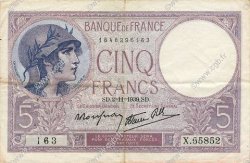 5 Francs FEMME CASQUÉE modifié FRANCIA  1939 F.04.14 MBC+