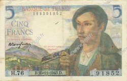 5 Francs BERGER FRANCIA  1943 F.05.04 SPL+