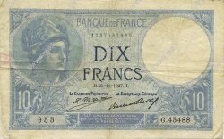 10 Francs MINERVE FRANCE  1927 F.06.12 TB