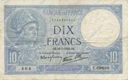 10 Francs MINERVE modifié Numéro radar FRANKREICH  1939 F.07.03 SS
