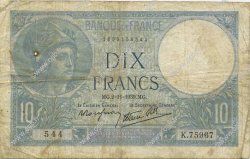 10 Francs MINERVE modifié FRANCE  1939 F.07.14 G