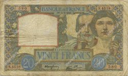 20 Francs TRAVAIL ET SCIENCE FRANCE  1941 F.12.15 VG