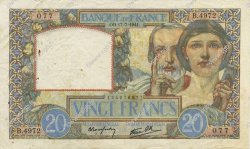 20 Francs TRAVAIL ET SCIENCE FRANKREICH  1941 F.12.16 VZ