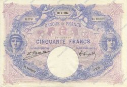 50 Francs BLEU ET ROSE FRANCIA  1924 F.14.37 SPL