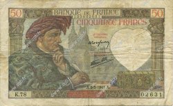 50 Francs JACQUES CŒUR FRANCE  1941 F.19.10 F
