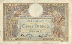 100 Francs LUC OLIVIER MERSON type modifié FRANCIA  1938 F.25.32 MB