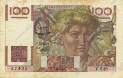 100 Francs JEUNE PAYSAN FRANKREICH  1953 F.28.37 fVZ