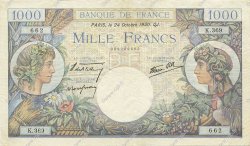 1000 Francs COMMERCE ET INDUSTRIE FRANKREICH  1940 F.39.01 fVZ to VZ