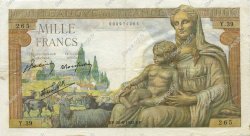 1000 Francs DÉESSE DÉMÉTER FRANKREICH  1942 F.40.01 fVZ